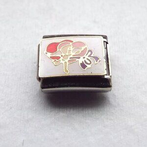 Cupid and hearts enamel 9mm stainless steel Italian charm bracelet link new